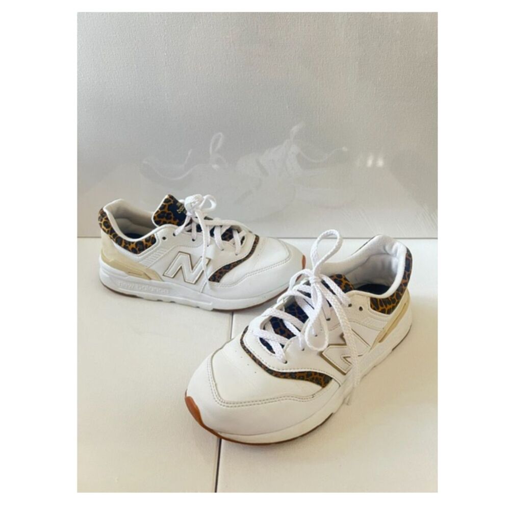 New Balance Kids 997H Leopard Print Leather Sneakers Sz 5‎ White Athletic Shoes